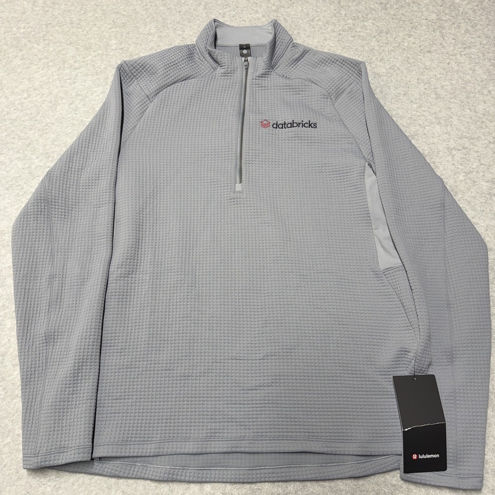 Lululemon Waffle-Knit Half Zip Pullover Mens XL Gray 1/4 Zip Performance Stretch